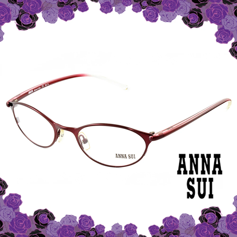 ANNA SUI 安娜蘇 淑女漸層彈性腳光學混合圓框 紫紅 AS03701(AS03701)