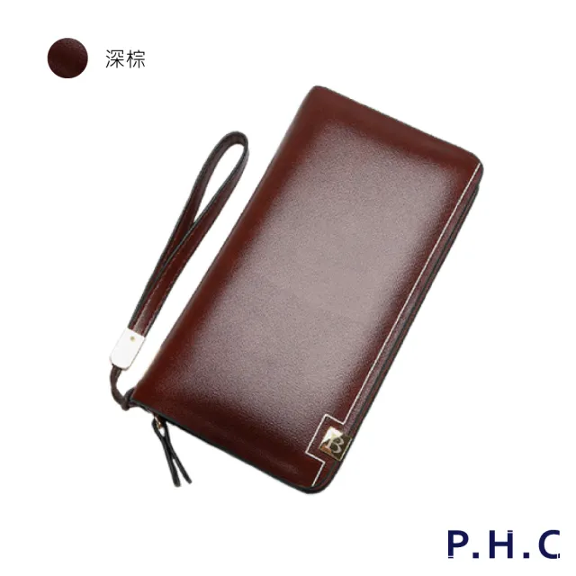 【PHC】休閒大容量手掛長夾(深棕色 / 黑色 / 藍色)