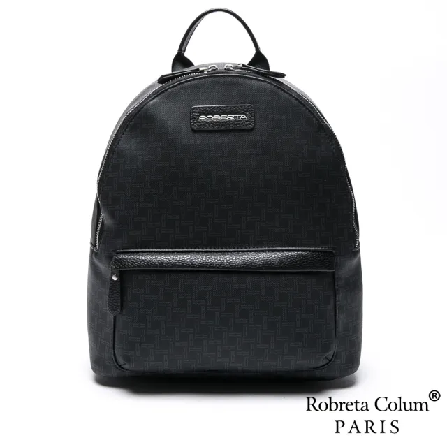 【Roberta Colum】真皮包包  型男首選雅痞深黑頭層牛皮後背包