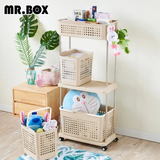 【Mr.box】熱銷洗衣分類收納籃-附輪(三層)
