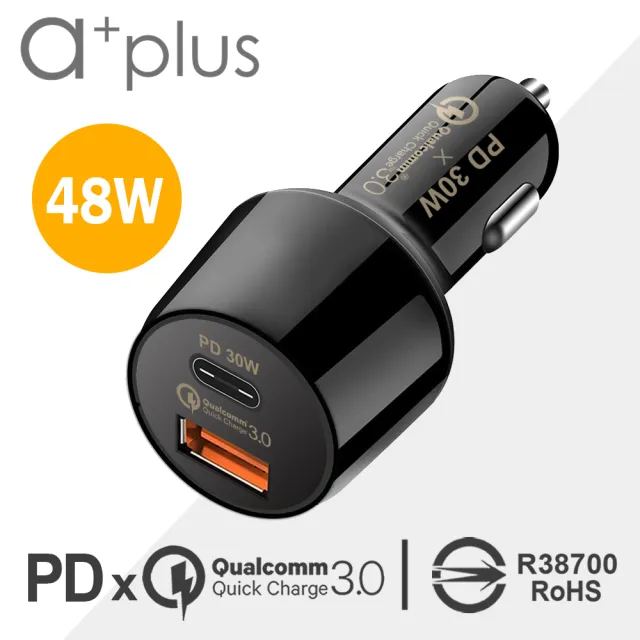 A Plus Pd 30w 高通認證qc3 0 超急速車用充電器 Acc Qcpd30w Momo購物網