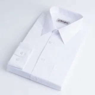 【CHINJUN】抗皺襯衫-長袖 素色白 編號：8001(男性 商務 襯衫 好穿 舒適)