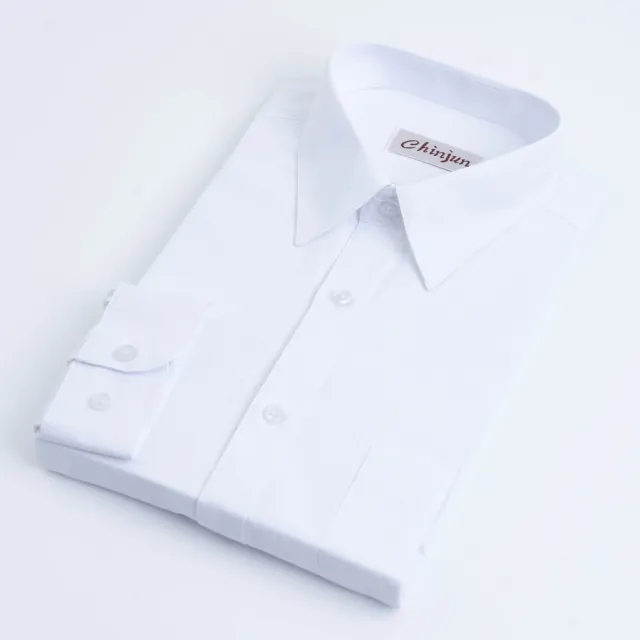 【CHINJUN】抗皺襯衫長袖、白底斜紋、編號：8056(男性