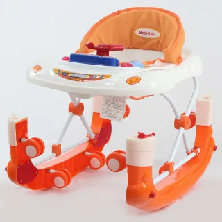 【BabyBabe】多功能汽車嬰幼兒學步車-橘(台灣製造)
