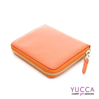 【YUCCA】繽紛牛皮卡片短夾肩背小包-橘(D0093013C68)