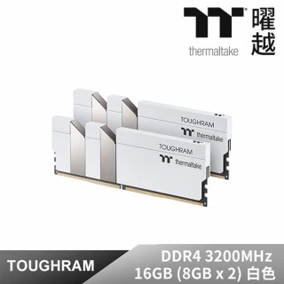 【Thermaltake 曜越】TOUGHRAM 鋼影 記憶體 DDR4 3200MHz 16GB 8GBx2 白色(R020D408GX2-3200C16A)