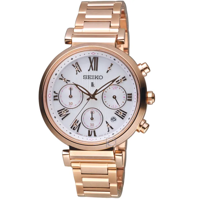 【SEIKO 精工】LUKIA自信光彩太陽能腕錶(V175-0ET0K SSC834J1 白面x玫瑰金) 七夕 送禮自用