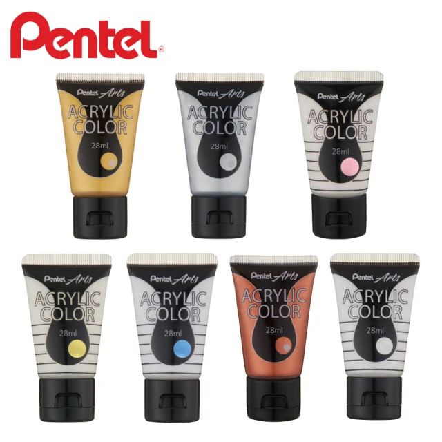 【Pentel 飛龍】特殊色壓克力顏料7色入-偏光珠光系
