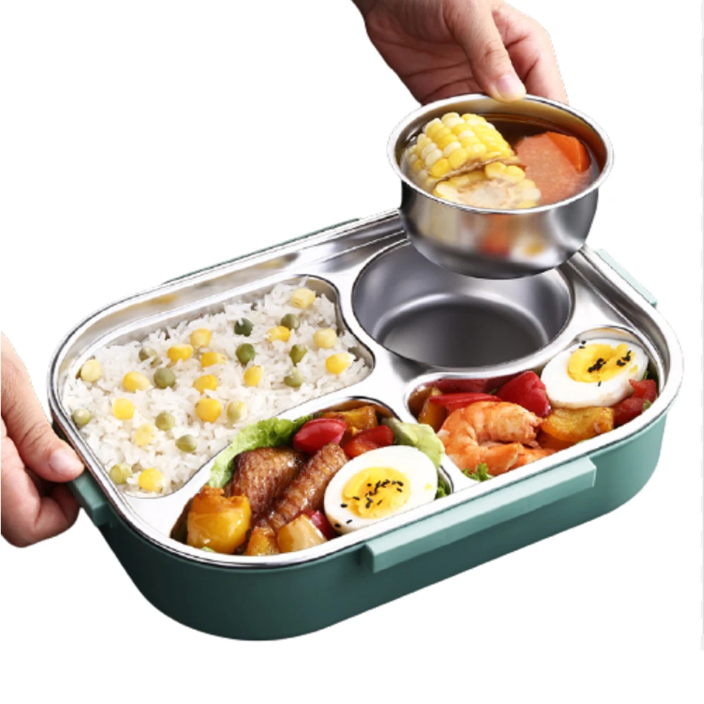 【PUSH!】餐具用品304不銹鋼保溫飯盒保鮮盒分格便當盒(兒童便攜餐盒E155)