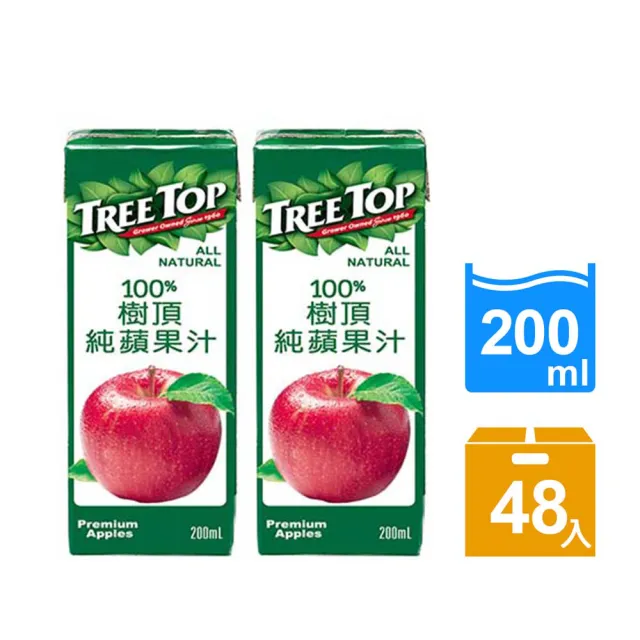 【Tree Top 樹頂】100%樹頂蘋果汁200ml*24入x2箱(共48入)