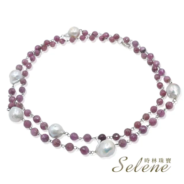【Selene】紅寶石切角變形珍珠項鍊
