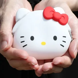 【小禮堂】雙11 Hello Kitty 大臉造型矽膠口金零錢包《紅白》收納包.耳機包.p+g design