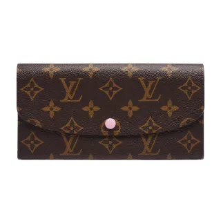 【Louis Vuitton 路易威登】M61289 Emilie系列經典Monogram釦式長夾(玫瑰粉)