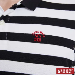 【5th STREET】男配色條短袖POLO衫-黑色