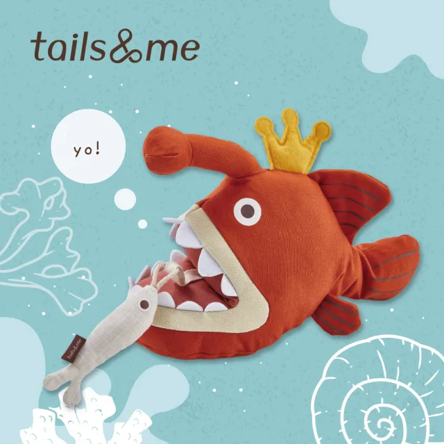 【tails&me 尾巴與我】填充玩具 燈籠魚哈恩(小魚內含台灣認證有機貓草薄荷)