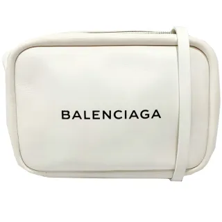 【Balenciaga 巴黎世家】489812 經典EVERYDAY系列品牌字母烙印小牛皮相機斜背包(白色-S號)