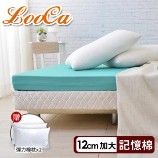 【買床送枕】LooCa頂級12cm防蚊+防蹣+超透氣記憶床墊(加大6尺-Greenfirst系列-送棉枕x2)