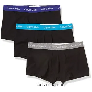 【Calvin Klein】男時尚全棉彩色褲頭黑色四角內著3件組-網(預購)