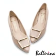 【Ballerina】華麗的挑戰 • 時尚大方釦金屬飾跟鞋(杏)
