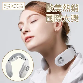 【SKG】智能時尚輕薄設計多段式頸椎熱敷按摩器 閃耀白-4098