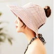 【EHD】女用防曬遮陽帽條紋空頂可調節可折疊收納(4色任選)