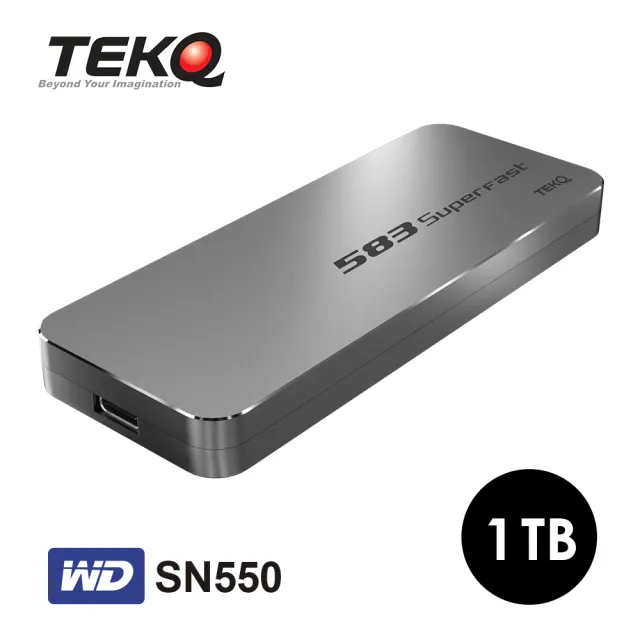 【TEKQ】583SuperFast WD SN550 1TB Type-C PCIe M.2 NVMe SSD 外接式固態硬碟(讀：1000M/寫：1000M)