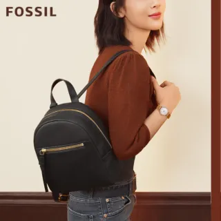 【FOSSIL】Megan 黑色真皮小後背包 ZB7693001
