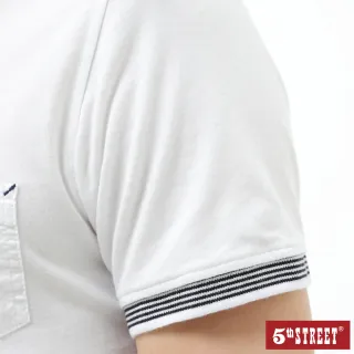【5th STREET】男素色拼接短袖POLO衫-白色