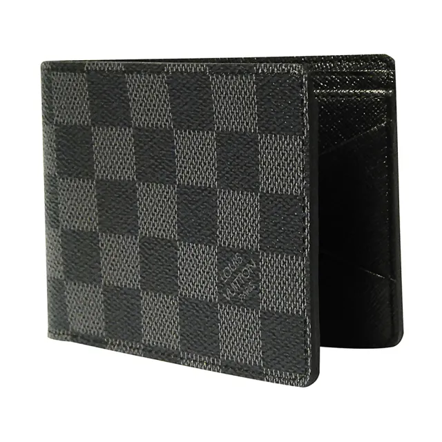 【Louis Vuitton 路易威登】LV N62663經典棋盤格LOGO Damier Infini皮革3卡對折短夾(黑)