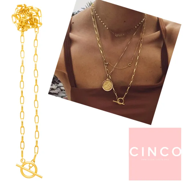 【CINCO】葡萄牙精品 Pernille necklace 925純銀鑲24K金鎖扣項鍊(925純銀)