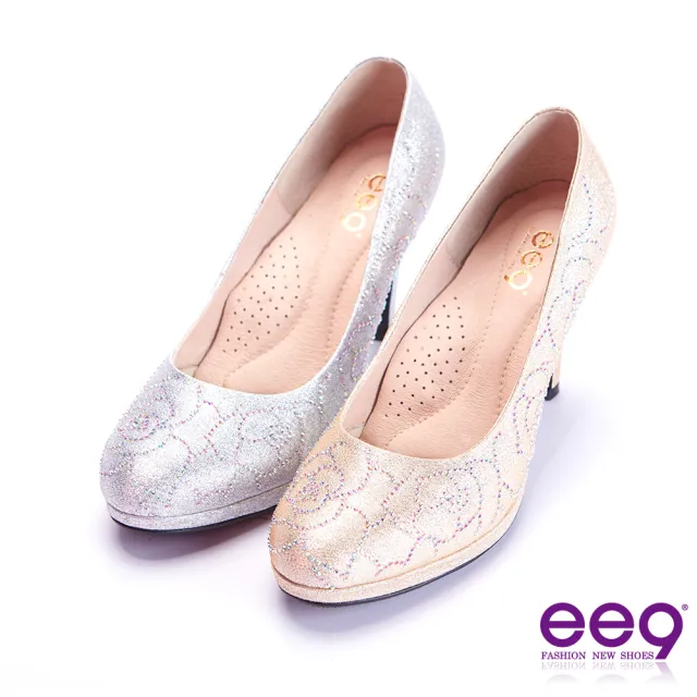 【ee9】芯滿益足璀璨奢華鑲嵌亮鑽跟鞋 金色(跟鞋)