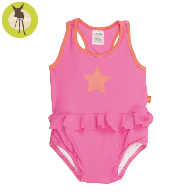 【Lassig】嬰幼兒抗UV連身式泳裝-粉色甜星(12個月-36個月)