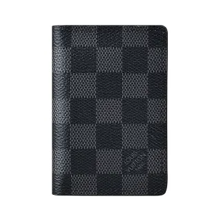 【Louis Vuitton 路易威登】LV N63143 經典棋盤格LOGO Damier Graphite帆布8卡對折卡片夾(黑)