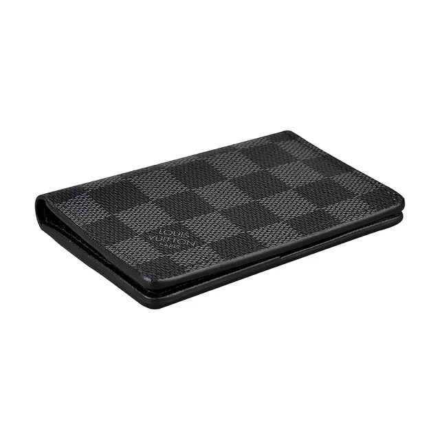 【Louis Vuitton 路易威登】LV N63143 經典棋盤格LOGO Damier Graphite帆布8卡對折卡片夾(黑)
