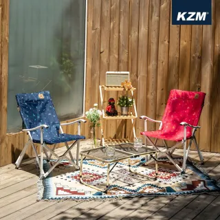 【KAZMI】KZM 印花迷你豪華休閒折疊椅(露營用品/戶外用品/椅子/折疊椅)