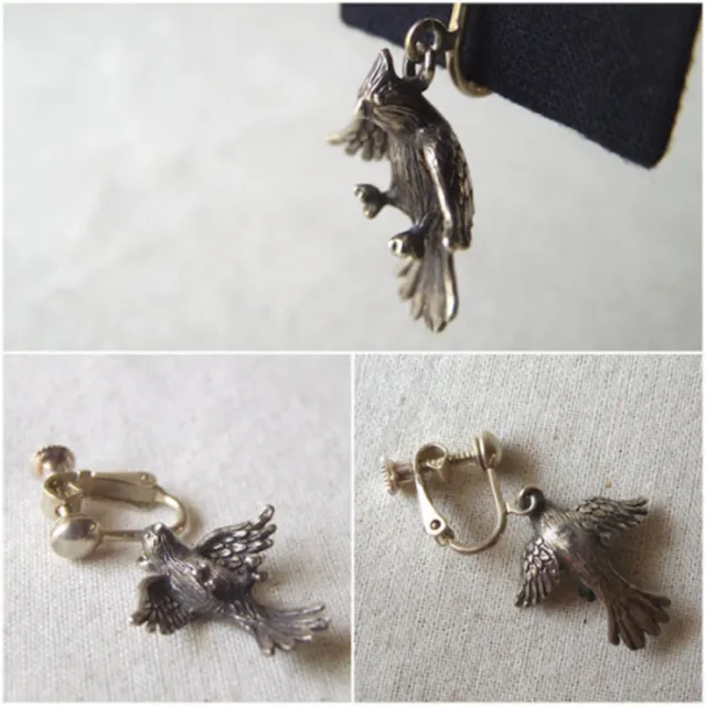 【Marship】日本銀飾品牌 鸚鵡耳環 展翅飛翔款 925純銀 古董銀款 針式耳環(耳環)