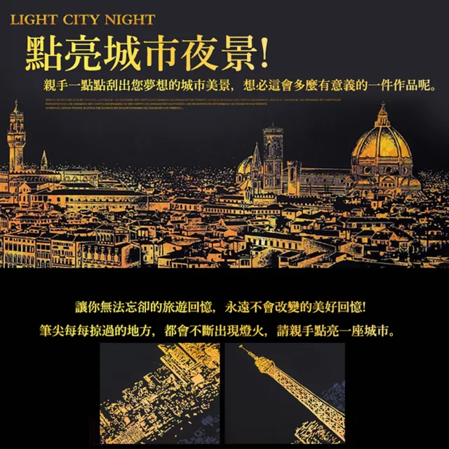 【MY LIFE 漫遊生活】2件組-紓壓璀璨夜都手刮畫(紐約/拉斯維加斯/香港/倫敦/巴黎/ 德國漢堡)