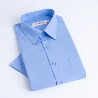 【CHINJUN】抗皺襯衫-短袖、素色藍、編號：s8004(#CHINJUN#勁榮#襯衫#短袖#藍色#商務)