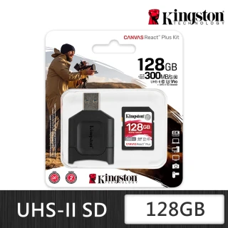 【Kingston 金士頓】Canvas React Plus SDXC 128G 記憶卡 含讀卡機(MLPR2/128GB)