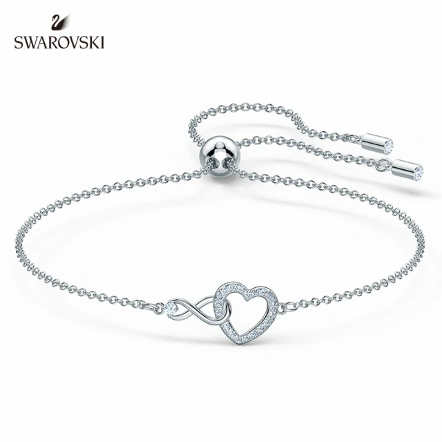 SWAROVSKI 官方直營 Infinity Heart 白金色愛無限心形手鏈