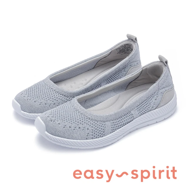 【Easy Spirit】seGLITZ2 活力舒適 後跟異材質拼接休閒平底鞋(銀色)