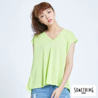 【SOMETHING】女裝 清新V領休閒T恤(嫩綠色)