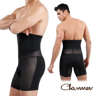 【Charmen】NY147可調式三段排扣收腹塑腰提臀褲 男性塑身褲(黑色)