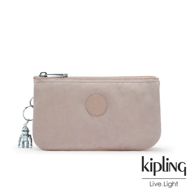 【KIPLING】玫瑰拿鐵色三夾層配件包-CREATIVITY