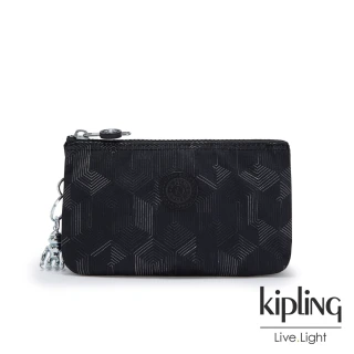 【KIPLING】幾何圖騰黑三夾層配件包-CREATIVITY L