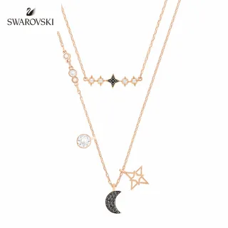 【SWAROVSKI 官方直營】Glowing Moon 迷人璇月水晶雙鏈組 交換禮物