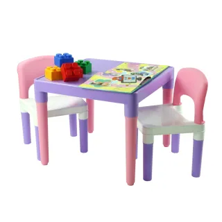 【DELSUN】兒童粉紫桌椅組