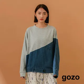 【gozo】牛仔拼布休閒上衣(兩色)