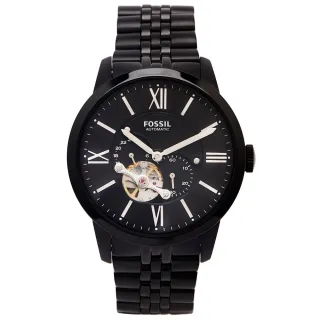 【FOSSIL】黑色霸氣款的簍空機械手錶-黑面X黑色/44mm(ME3062)