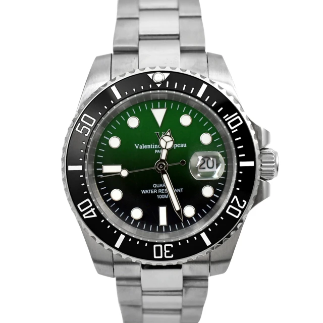 【Valentino Coupeau】黑綠色不鏽鋼錶